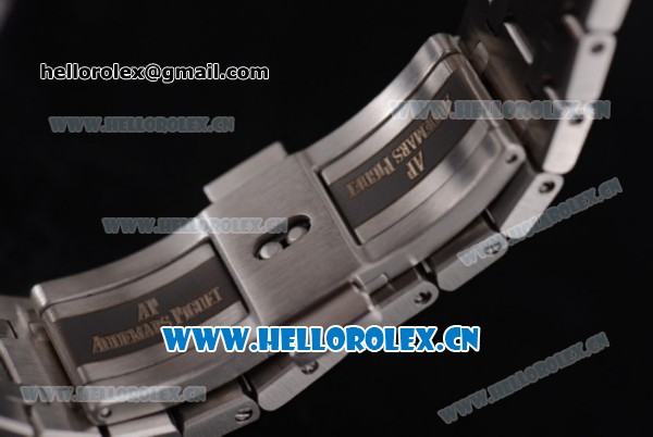 Audemars Piguet Royal Oak 41MM Seiko VK64 Quartz Stainless Steel Case/Bracelet with Black Dial and Stick Markers - Click Image to Close
